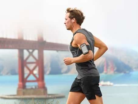 Runner training outdoors near the Golden Gate Bridge