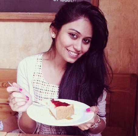 Vallari Shah happily enjoying a slice of cake